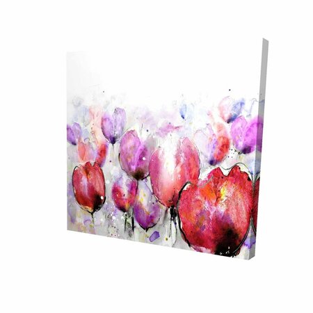FONDO 12 x 12 in. Pink Tulips Field-Print on Canvas FO2788389